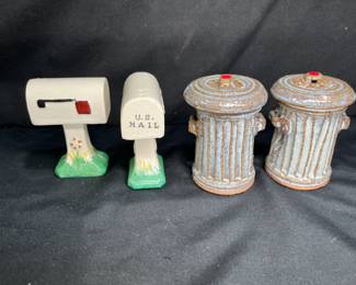 Us Mail Box & Ceramic Trash Can S/P Shakers