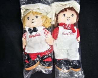 NIB 2 Campbell's Soup Kids Stuffed Dolls