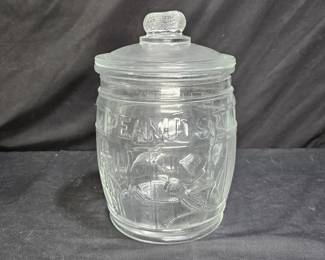1930's Running Mr. Peanut Glass Barrel