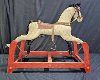 Antique E.F. Pahl Wooden Rocking Horse