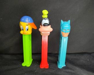 Tweety Bird, Goofy, & Bat Man Pez Dispensers