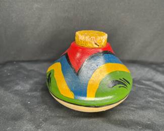 4 Ceramic, Applied Flower, & Iridescent Bowls