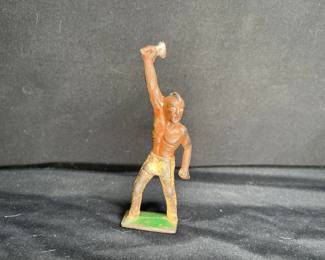 Barclay Grey Iron Indian Warrior with Hatchet Toy