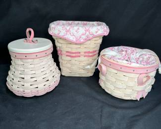 3 Breast Cancer Awareness Longaberger Baskets
