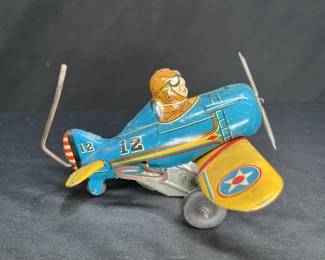 Marx VTG Roll Over Tin Lithograph Plane