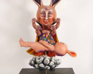 Sergio Bustamante Surreal Rabbit Ceramic Sculpture
