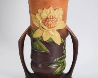 Roseville Water Lily Handled Vase 82-14"