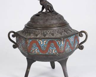 Chinese Bronze Champleve Censer