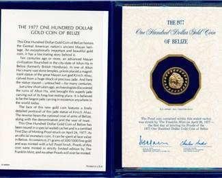 1977 Belize $100 Dollar Gold Proof Coin