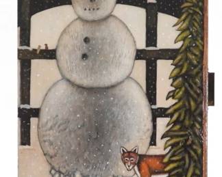 Arthur Glazier Outsider Snowman Painting