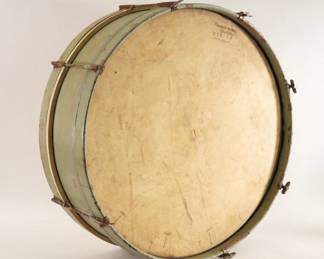 Antique Wooden Calfskin Bass Parade Drum