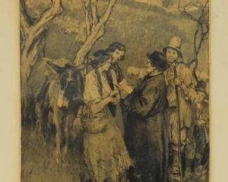 Clara Elsene Peck Outdoor Genre Scene Lithograph