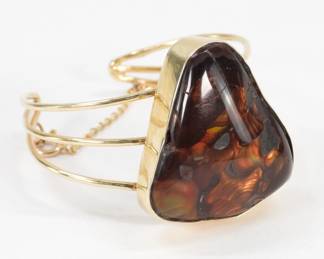 14K Gold & Hardstone Cuff Bracelet