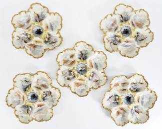5PC Limoges Muville Porcelain Oyster Plates