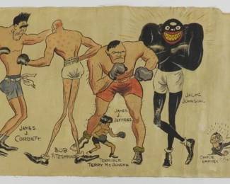C.1930 Greatest Boxers Caricature Painting