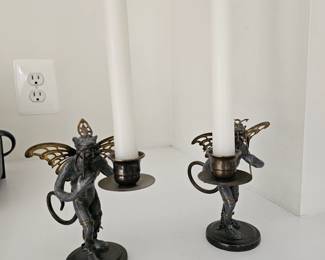 Artfully done! Pair of candle sticks
