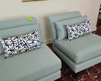 Pair of ARHAUS custom upholstery armless conversation chairs. Like new!!!