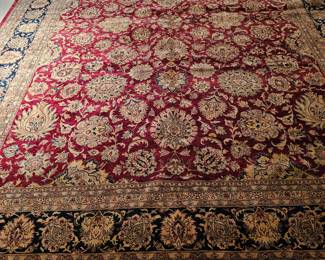 JUST GORGEOUS! Room size Persian carpet in wool! The red and deep blue colors are amazing!!
Handspun wool. Very sophisticated design like antique Persian Sultanabads.