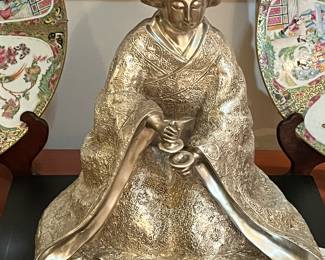 Vintage Japanese Silver Geisha Statue, very unique... and heavy!