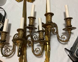 Pair of vintage gilt brass wall sconces, beautiful… a must see!