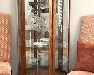 Tall curved glass curio cabinet