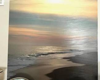 Oil on canvas beach sunset