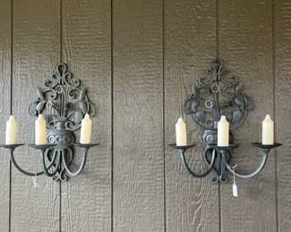 Iron wall candle holders