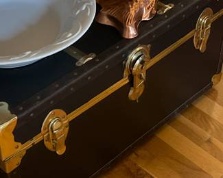 Old black trunk with brass hinges/clasp