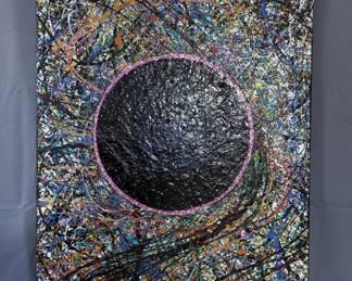 Sam Finley Abstract Painting On Canvas, 48" x 30", Signed Sam In Lower Right Corner