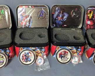 2014 Avengers Commemorative Silver Coin Set Including The "Hulk", "Captain America", "Mighty Thor", And "Iron Man" 1 Ounce .999 Silver Coins And With Graphic Tin Storage Case