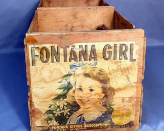 Fontana Girl Wooden Crate 12" x 26" x 11", Wooden Crate 10.5" x 14" x 9"