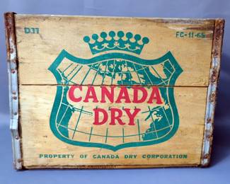 Vintage Canada Dry Ginger Ale Metal Framed Crate, 16" x 12" x 10"
