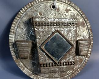 Vintage Tin Match Stick And Broom Holder Wall Hanging Decor, 10"