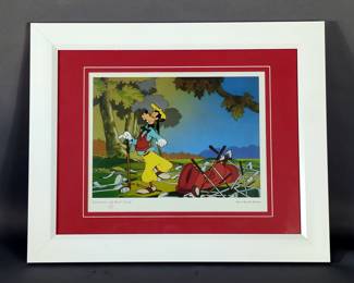 Disney How To Play Golf Print, "Choosing The Right Club" Framed And Matted Under Glass, 16" x 13"
