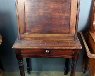 Antique Walnut Secretary Desk With Key, 50.5" x 25" x 16"