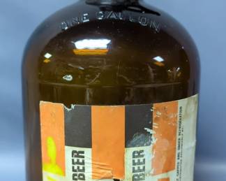 A&W Root Beer 1960's Amber Glass 1 Gallon Bottle With Cap