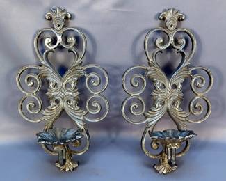 Wrought Iron Wall Candle Sconces 9" x 16 ", Qty 2