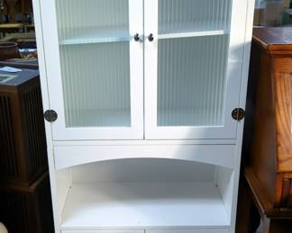 Linen Cabinet With Glass Doors Adjustable Shelves And Storage, Item #35014, 63" x 24" x 12"