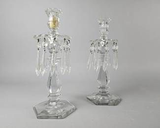 Lot 511 | Two Vintage Heisey Crystal Prism Candelabras