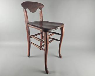 Lot 240 | Vintage Cherry Stained Low Back Wood Stool
