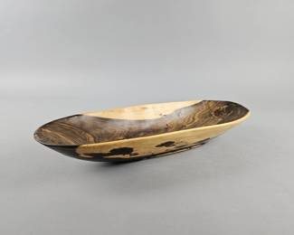 Lot 195 | Vintage Carved Chinese Wood Oval Bowl