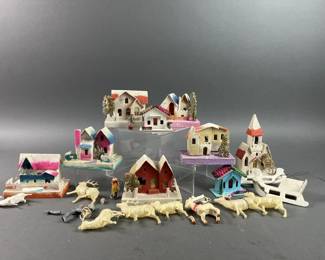 Lot 40 | Vintage Putz Christmas Paper Houses
