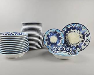 Lot 137 | Vintage Williams Sonoma Blue Melamine Dinnerware