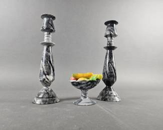 Lot 19 | Vintage Natural Stone Marble Candelabras & More!