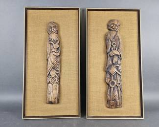 Lot 91 | Vintage Framed St. Peter & Moses Carvings