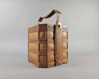 Lot 163 | Vintage 3 Tier Chinese Bento Bamboo Basket