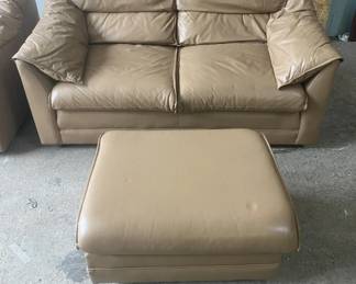 Lot 295 | Emerson Leather Loveseat & Ottoman