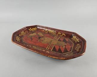 Lot 191 | Antique 16" Chinese Wood Lacquered Tray