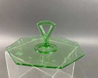Lot 46 | Uranium Depression Glass Petit Four Tray