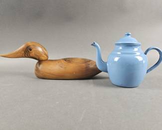 Lot 516 | Vintage Teapot and Duck Decoy